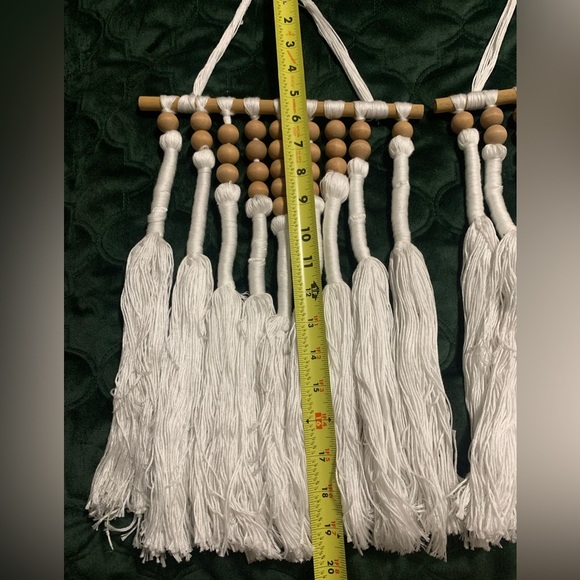 Macrame Boho Cottagecore Wood Bead Wall Hangings - Set of 2 - Picture 9 of 10